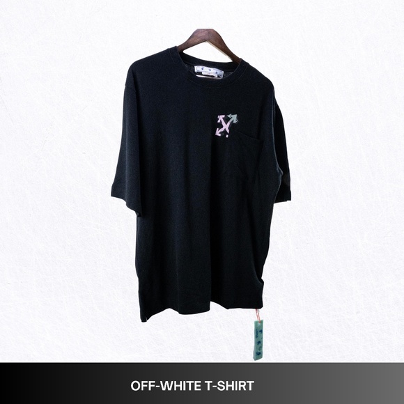 Off-White Graffiti Puppets Skate T-Shirt Men Black/Pink Size L Brand New